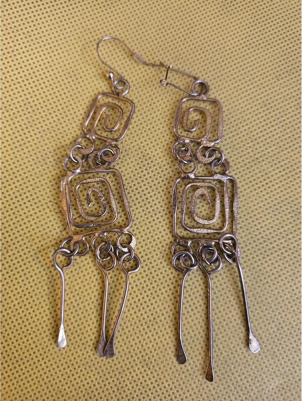 Vintage Miyan script style dangle earrings - unknown maker or origin as-shown